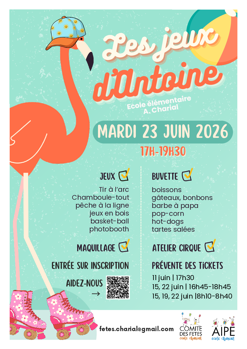 Affiche des jeux d'Antoine 2026 de l'école Élémentaire Charial